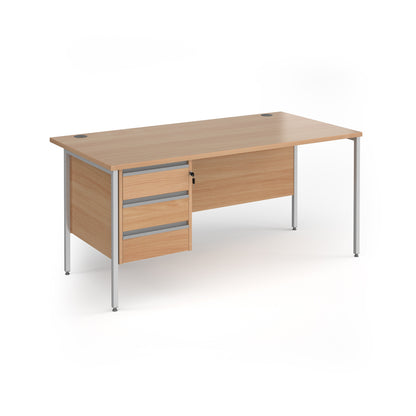 Contract 25 H-Frame straight desk with 3 drawer pedestal - CH16S3-S-B