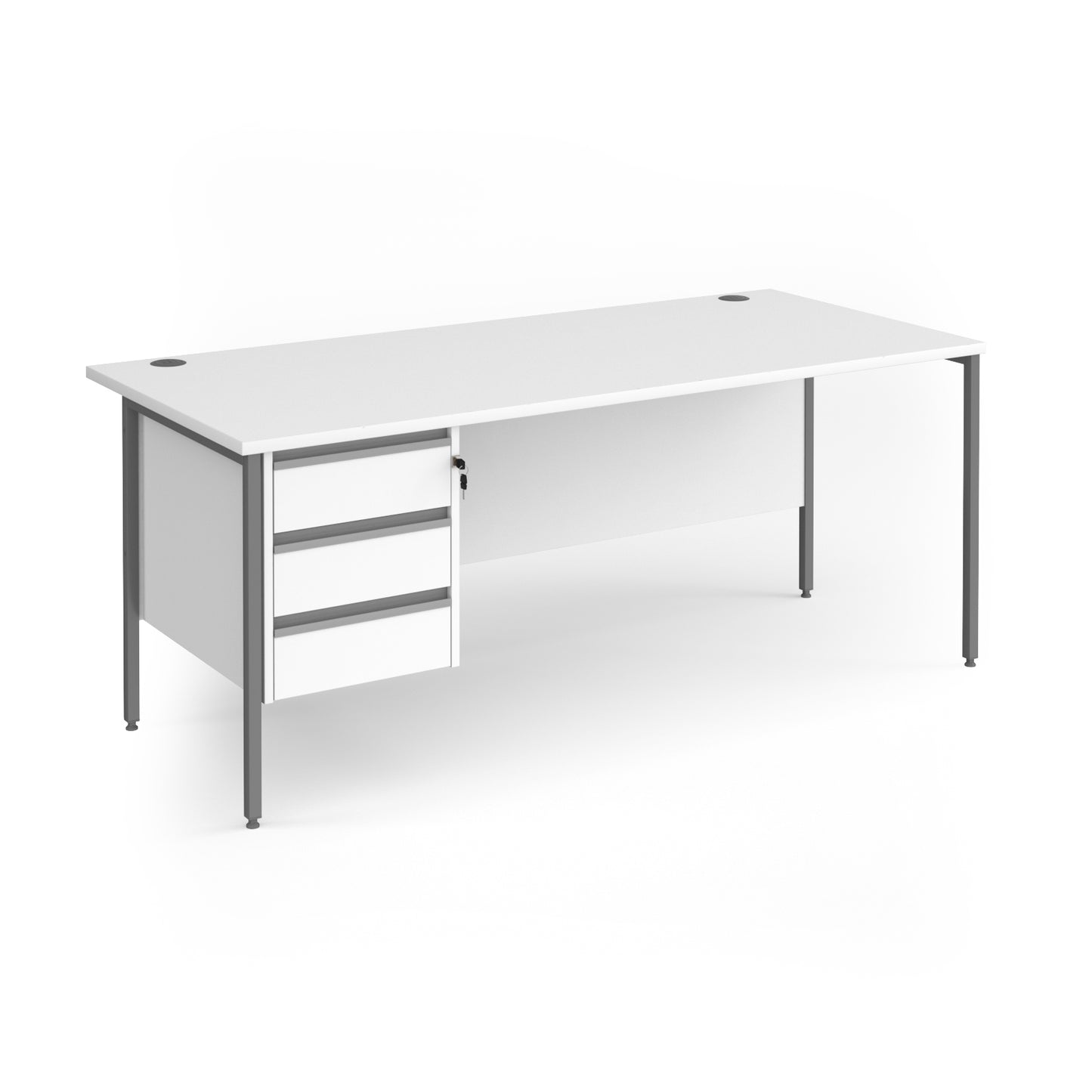 Contract 25 H-Frame straight desk with 3 drawer pedestal - CH18S3-G-WH