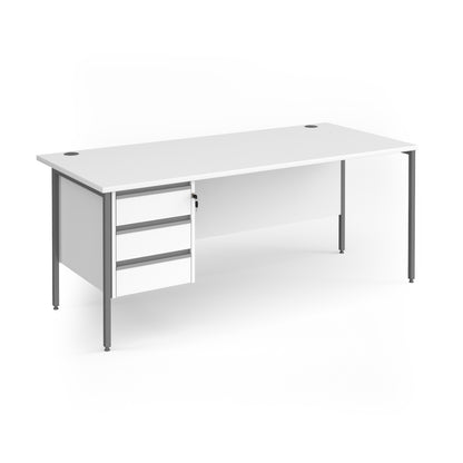 Contract 25 H-Frame straight desk with 3 drawer pedestal - CH18S3-G-WH