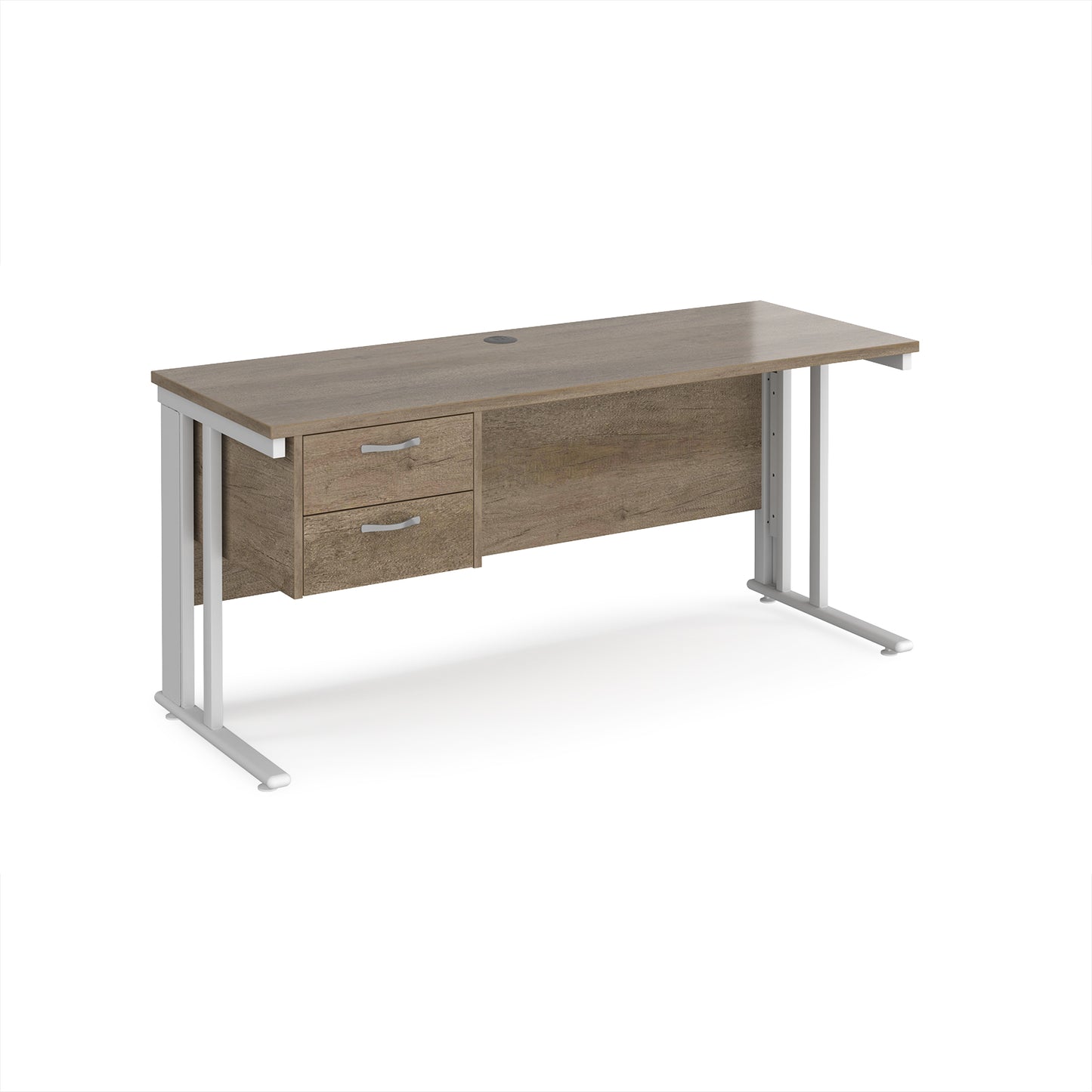 Maestro 25 cable managed 600mm deep desk with 2 drawer ped - MCM616P2WHNO