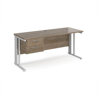 Maestro 25 cable managed 600mm deep desk with 2 drawer ped - MCM616P2WHNO