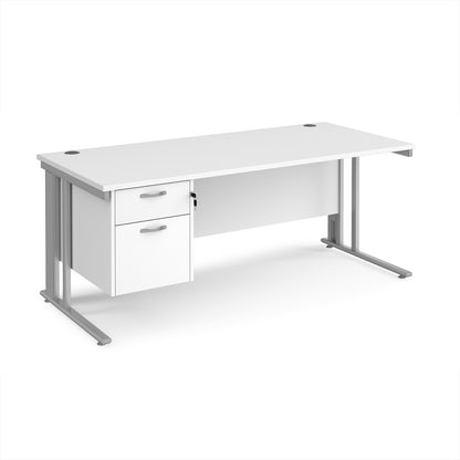 Maestro 25 cable managed 800mm deep desk with 2 drawer ped - MCM18P2SWH