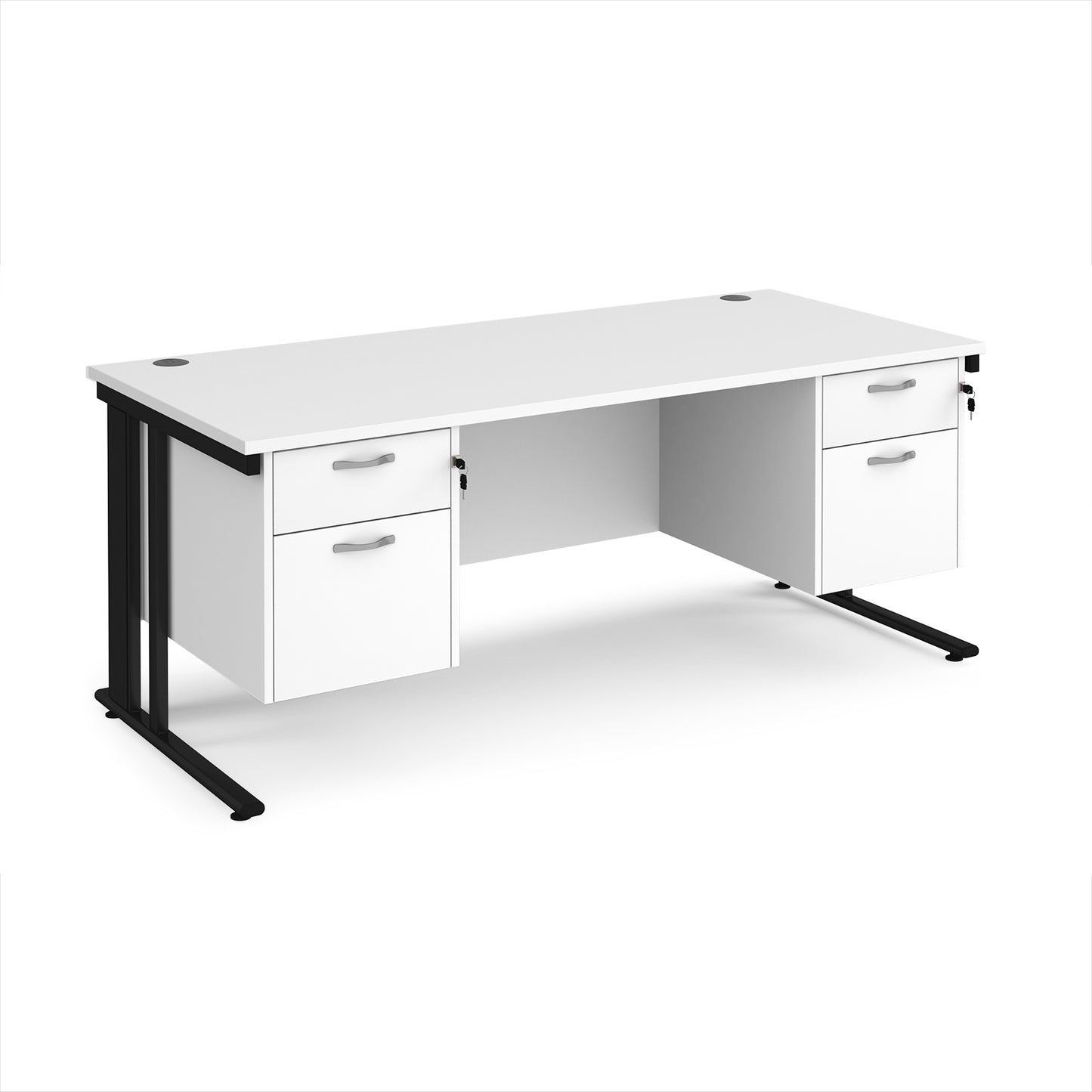 Maestro 25 cable managed 800mm deep desk with 2 x 2 drawer peds - MCM18P22KWH