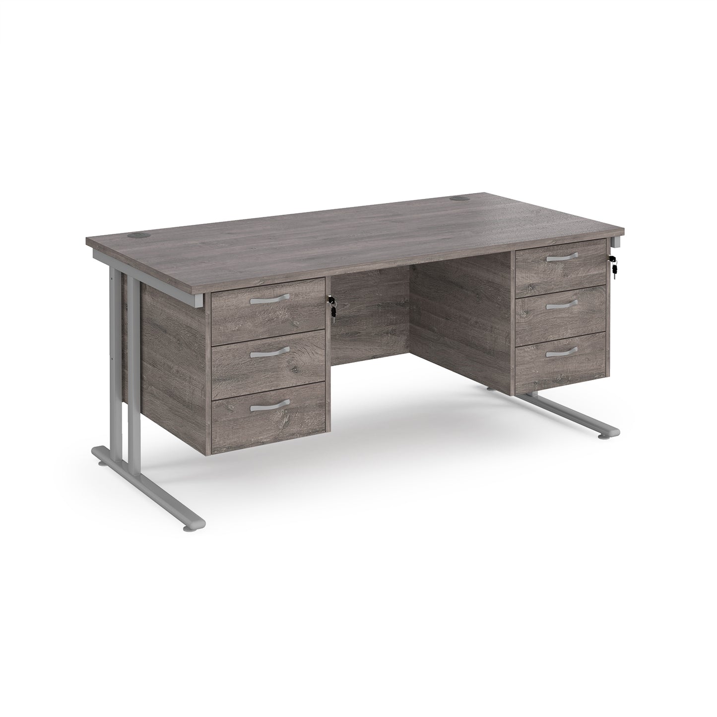 Maestro 25 cantilever 800mm deep desk with 2 x 3 drawer peds - MC16P33SGO