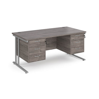 Maestro 25 cantilever 800mm deep desk with 2 x 3 drawer peds - MC16P33SGO