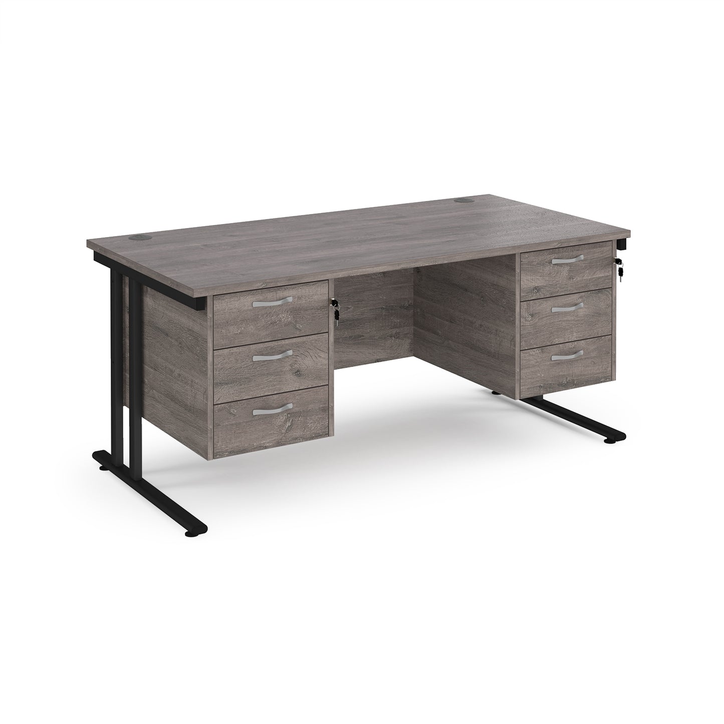 Maestro 25 cantilever 800mm deep desk with 2 x 3 drawer peds - MC16P33KGO