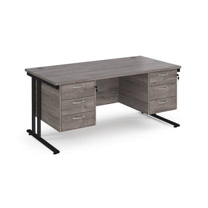 Maestro 25 cantilever 800mm deep desk with 2 x 3 drawer peds - MC16P33KGO