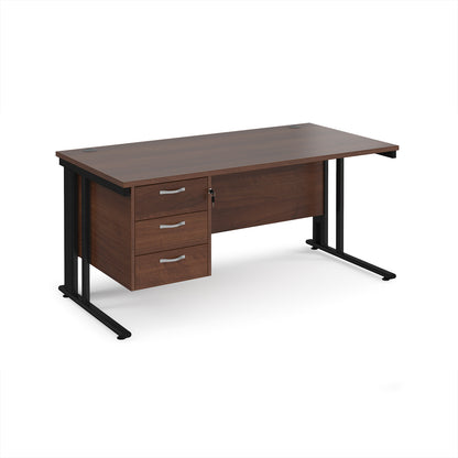 Maestro 25 cable managed 800mm deep desk with 3 drawer ped - MCM16P3KW