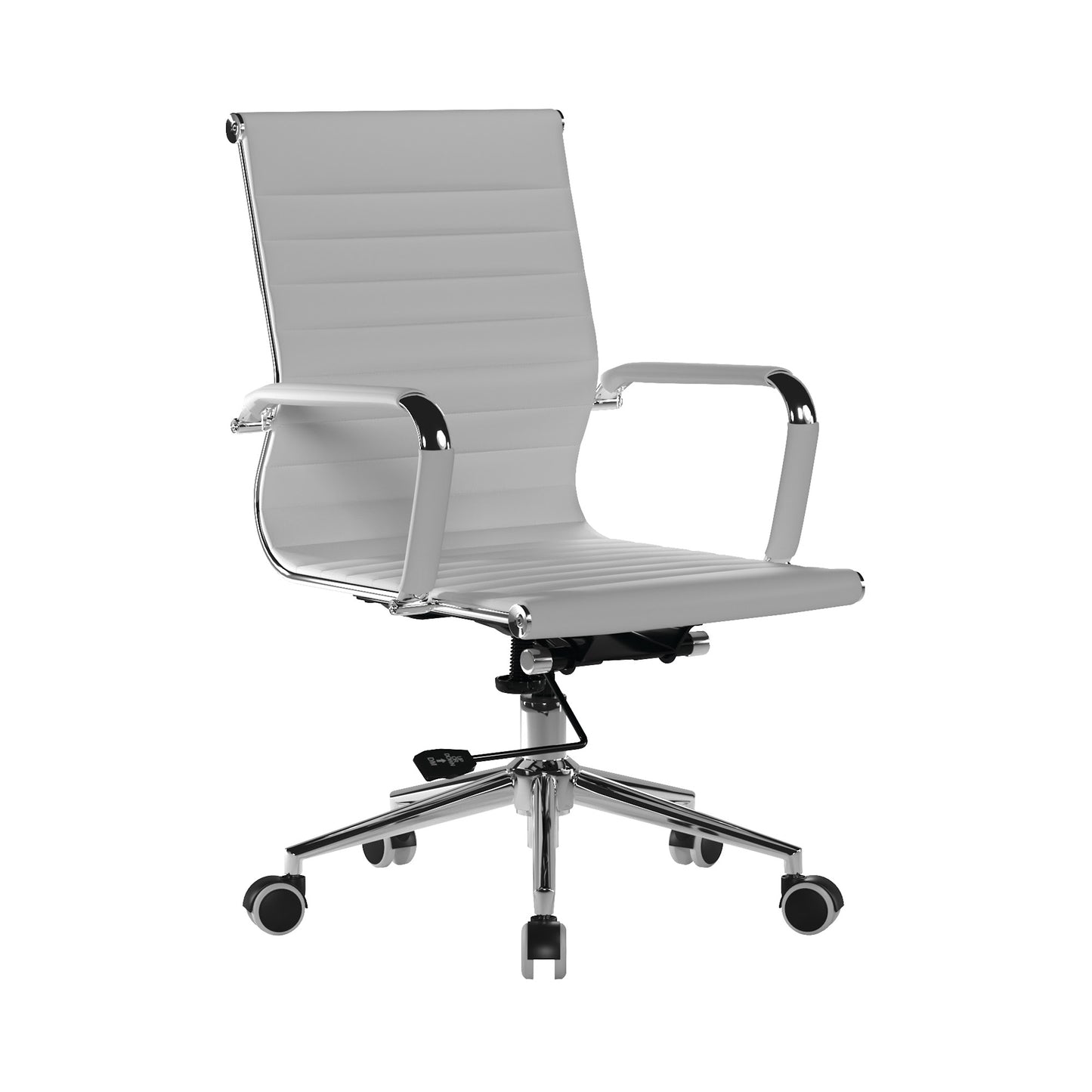 Contemporary Medium Back Bonded Leather Executive Armchair with Chrome Base