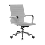 Contemporary Medium Back Bonded Leather Executive Armchair with Chrome Base