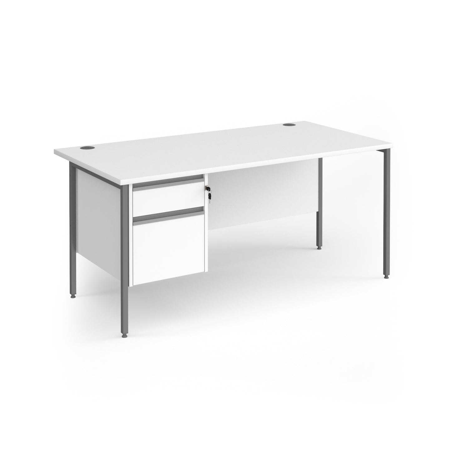 Contract 25 H-Frame straight desk with 2 drawer pedestal - CH16S2-G-WH
