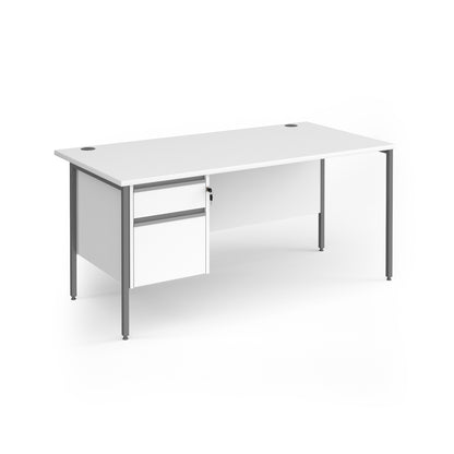 Contract 25 H-Frame straight desk with 2 drawer pedestal - CH16S2-G-WH