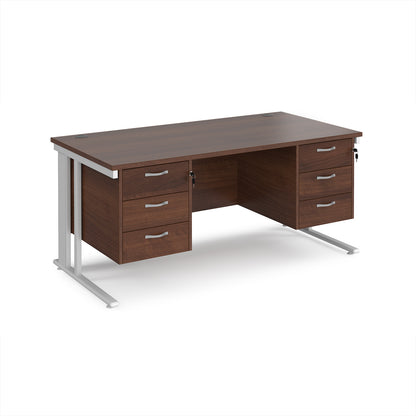 Maestro 25 cable managed 800mm deep desk with 2 x 3 drawer peds - MCM16P33WHW
