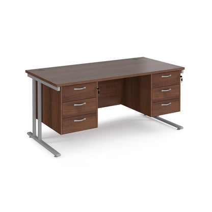 Maestro 25 cantilever 800mm deep desk with 2 x 3 drawer peds - MC16P33SW