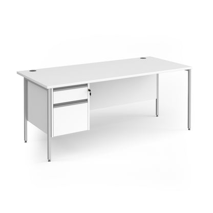 Contract 25 H-Frame straight desk with 2 drawer pedestal - CH18S2-S-WH