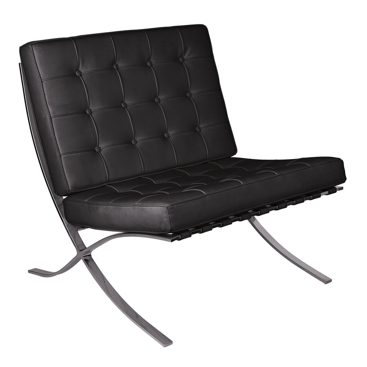 Contemporary Oversized Leather Faced Reception Chair with Classic Button Design