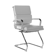 Bonded Leather Medium Back Visitor Armchair with Individual Back Cushions and Chrome Arms & Base