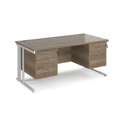 Maestro 25 cable managed 800mm deep desk with 2 x 3 drawer peds - MCM16P33WHNO