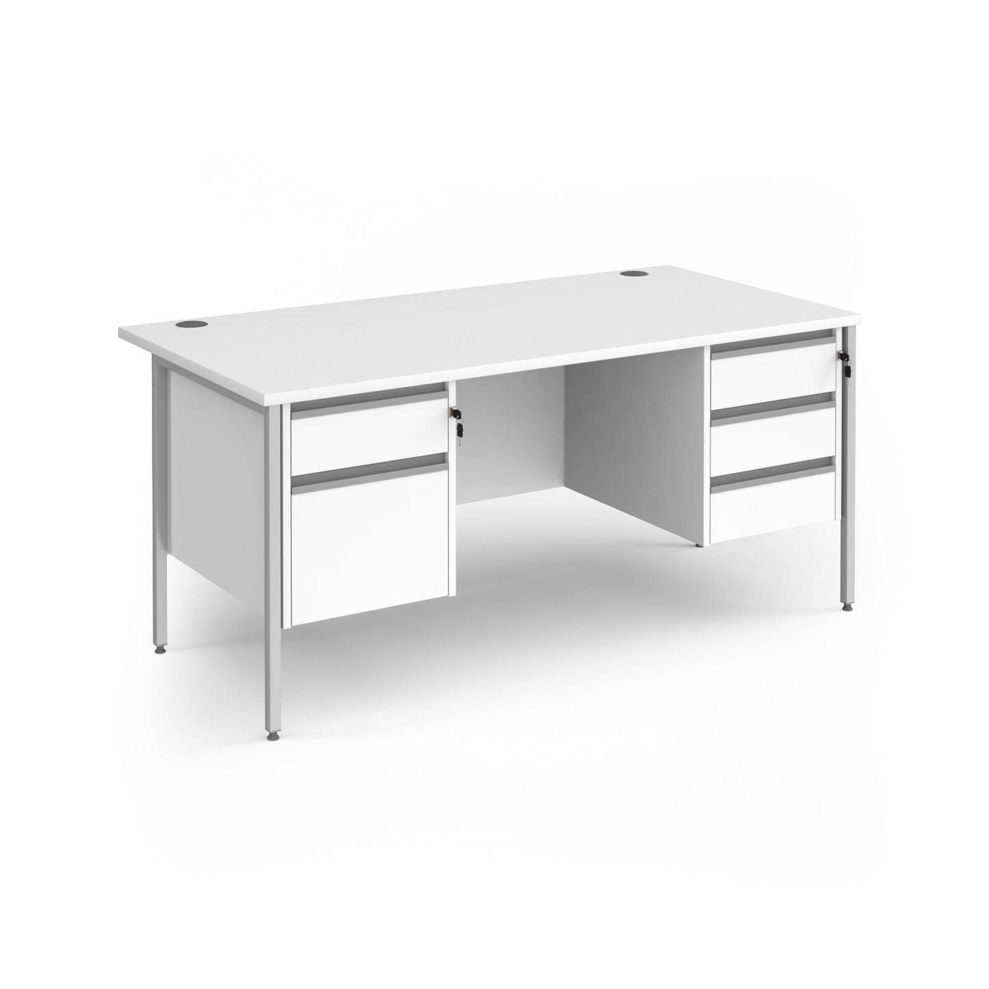 Contract 25 H-Frame straight desk with 2 and 3 drawer peds - CH16S23-S-WH