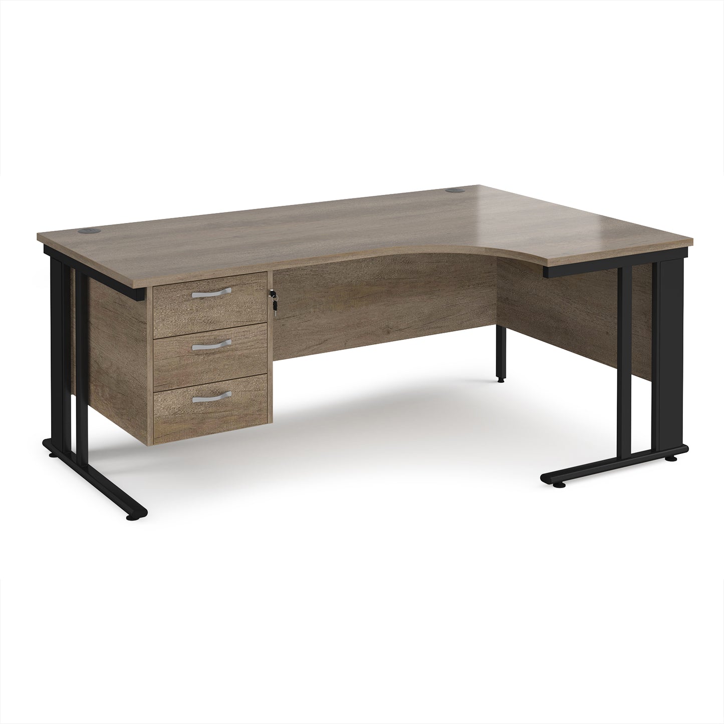 Maestro 25 cable managed right hand ergonomic desk with 3 drawer ped - MCM18ERP3KNO