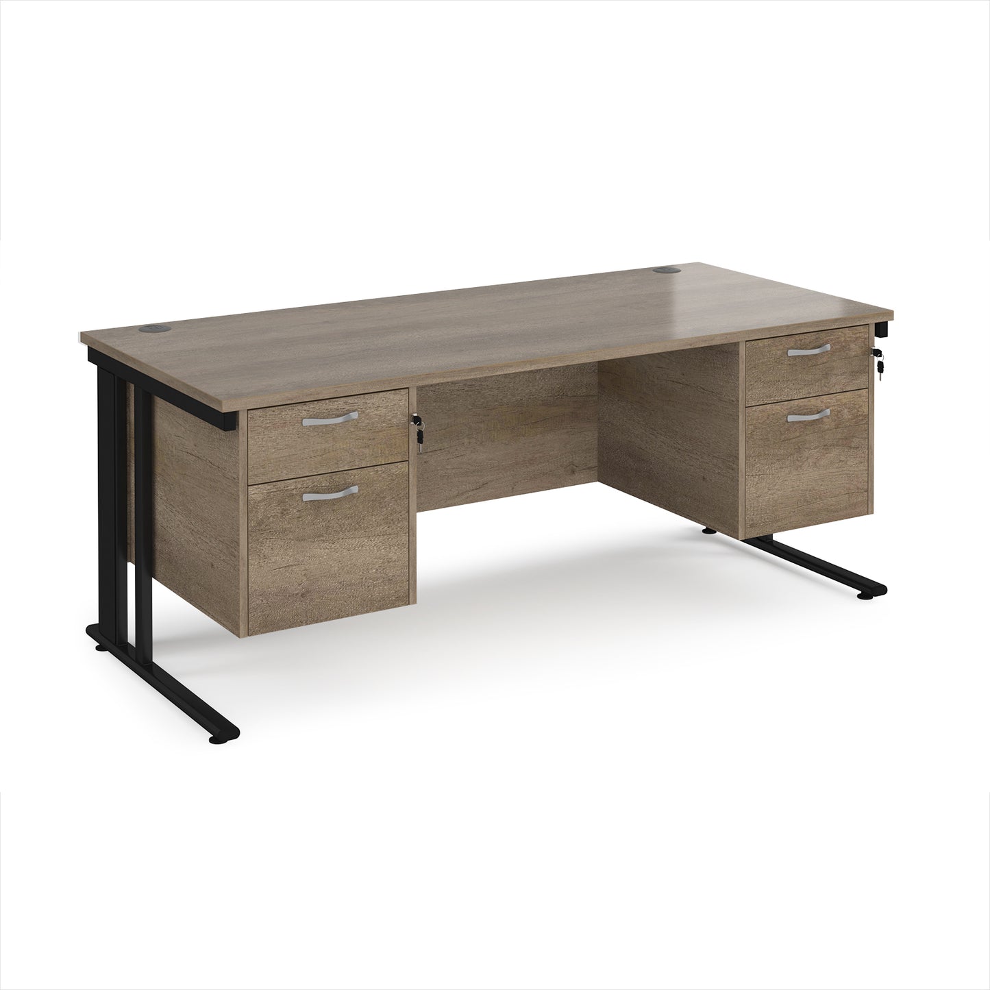 Maestro 25 cable managed 800mm deep desk with 2 x 2 drawer peds - MCM18P22KNO