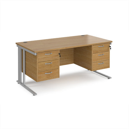 Maestro 25 cable managed 800mm deep desk with 2 x 3 drawer peds - MCM16P33SO