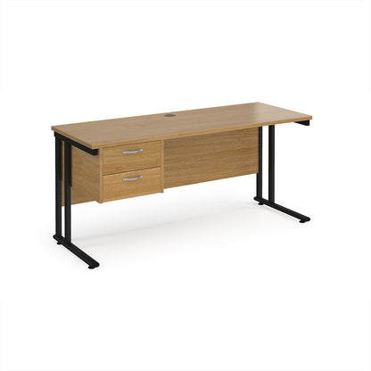Maestro 25 cantilever 600mm deep desk with 2 drawer ped - MC616P2KO