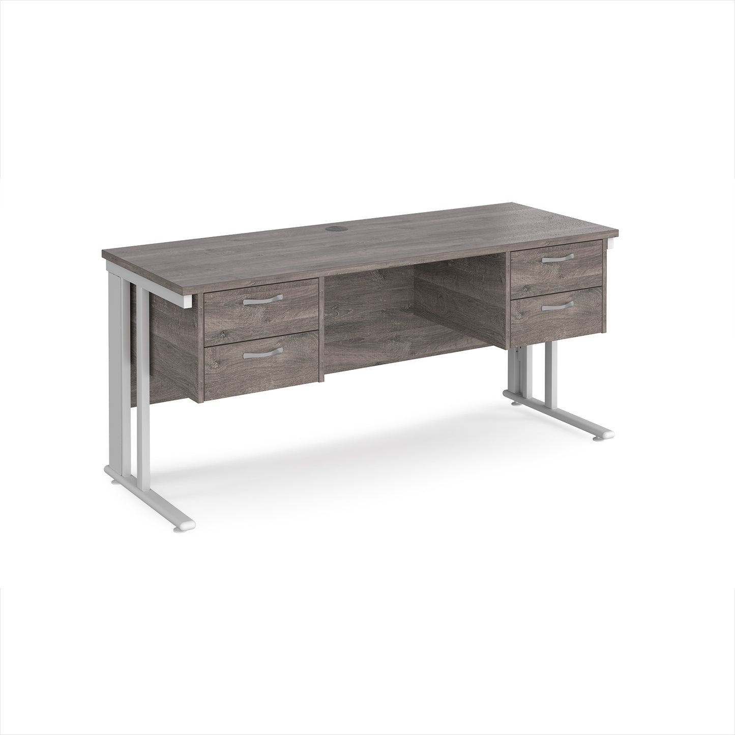 Maestro 25 cable managed 600mm deep desk with 2 x 2 drawer peds - MCM616P22WHGO