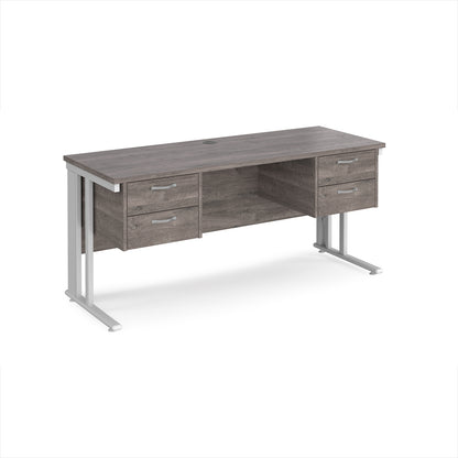 Maestro 25 cable managed 600mm deep desk with 2 x 2 drawer peds - MCM616P22WHGO