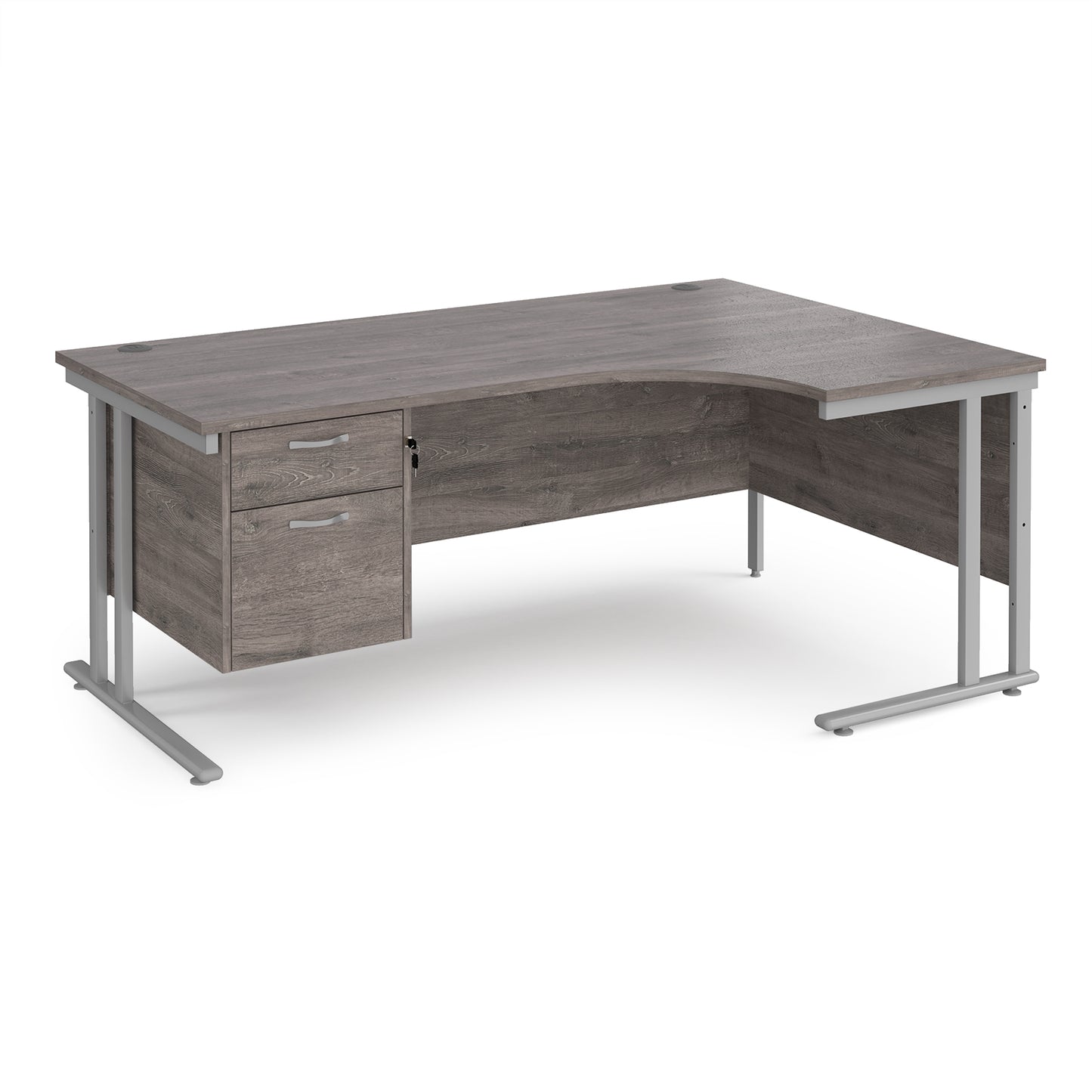 Maestro 25 cantilever right hand ergonomic desk with 2 drawer ped - MC18ERP2SGO