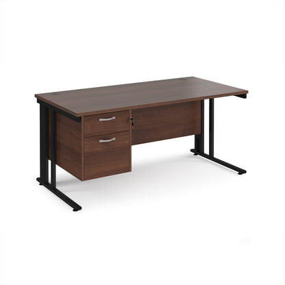 Maestro 25 cable managed 800mm deep desk with 2 drawer ped - MCM16P2KW