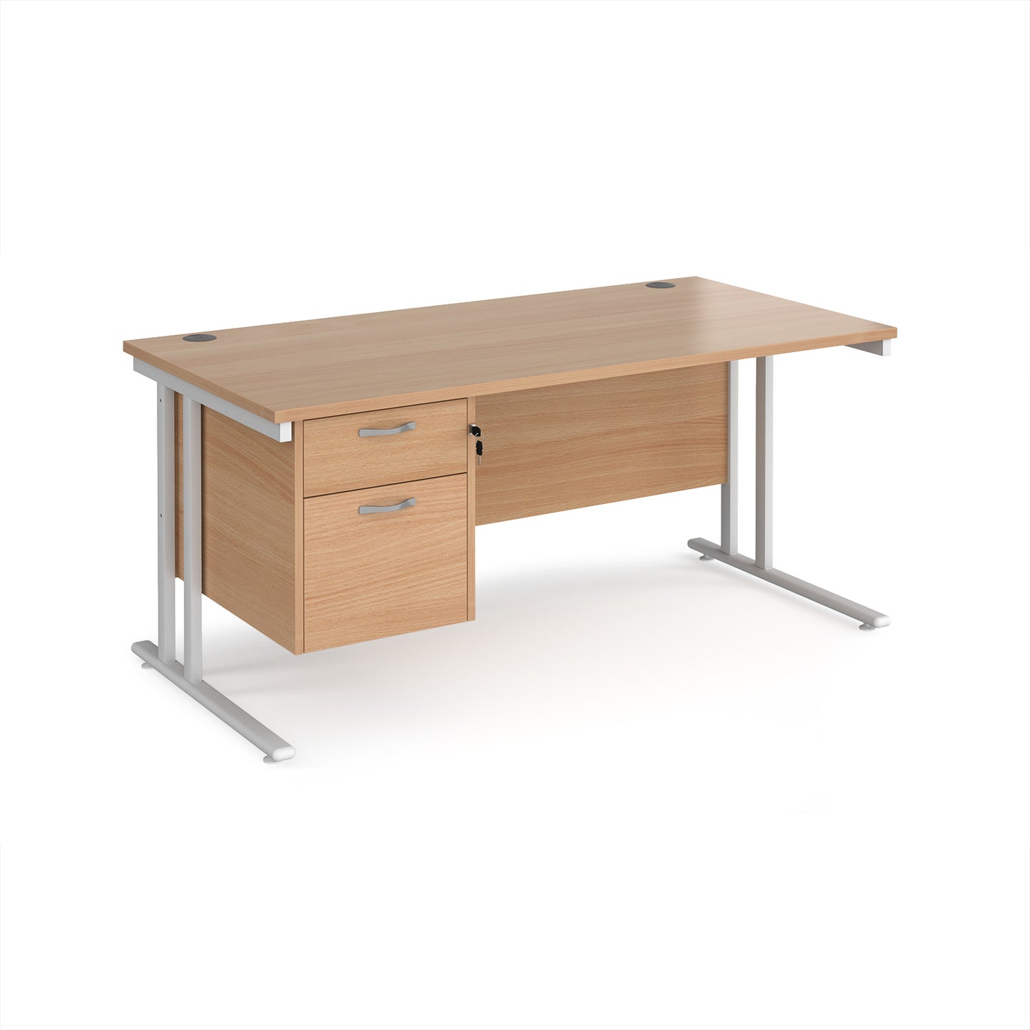 Maestro 25 cantilever 800mm deep desk with 2 drawer ped - MC16P2WHB