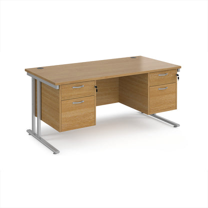 Maestro 25 cantilever 800mm deep desk with 2 x 2 drawer peds - MC16P22SO