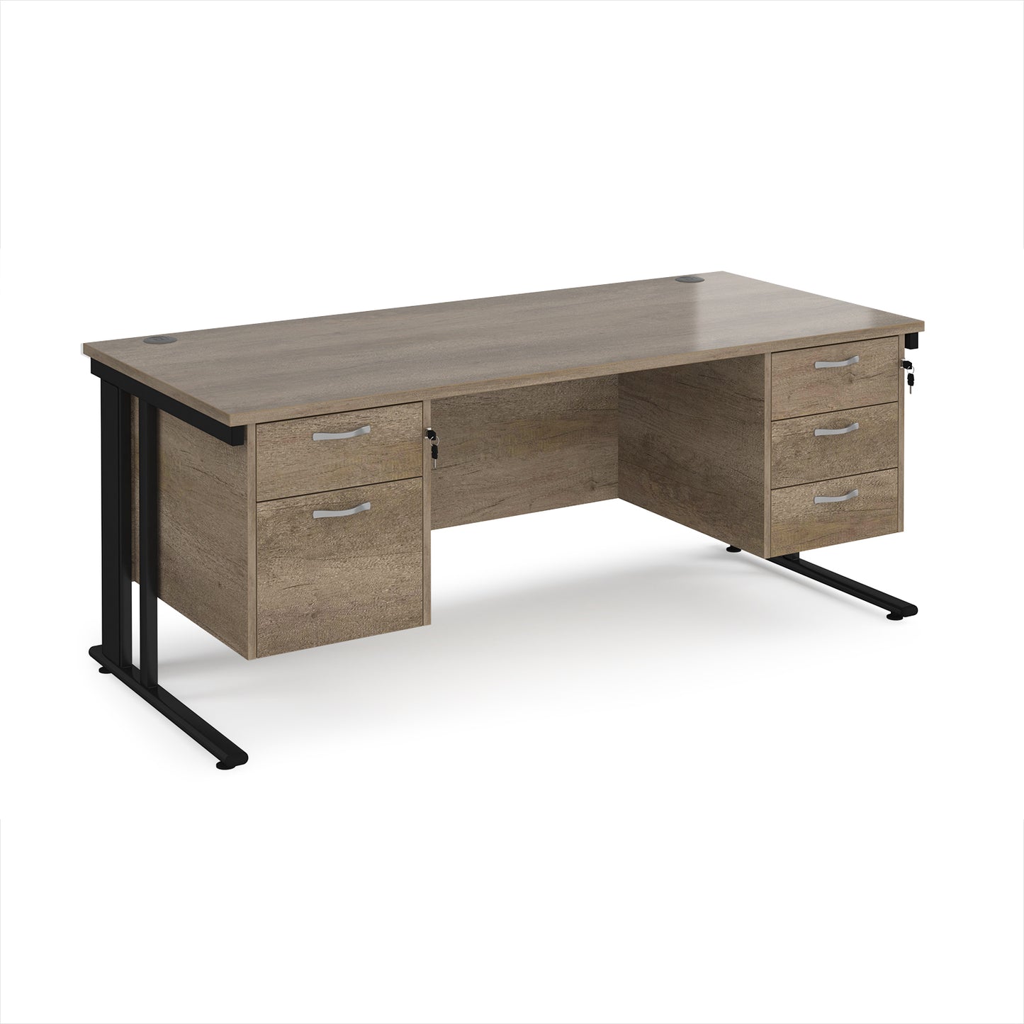Maestro 25 cable managed 800mm deep desk with 2 & 3 drawer peds - MCM18P23KNO