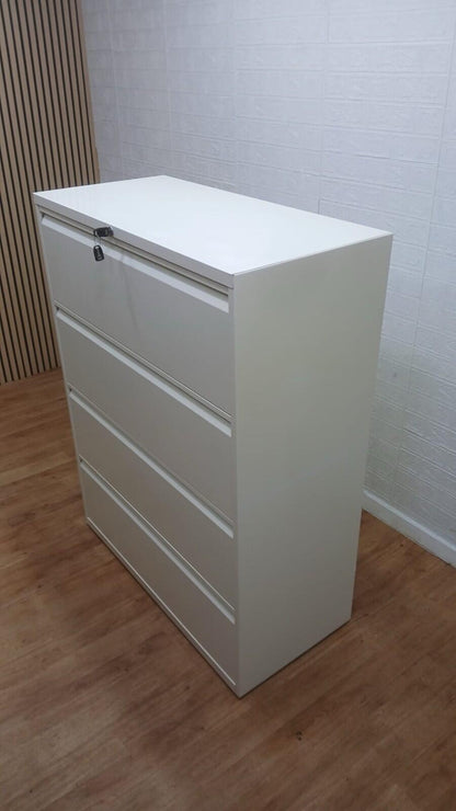 Bisley 4 Draw Lateral Filling Cabinets White All Metal Keys