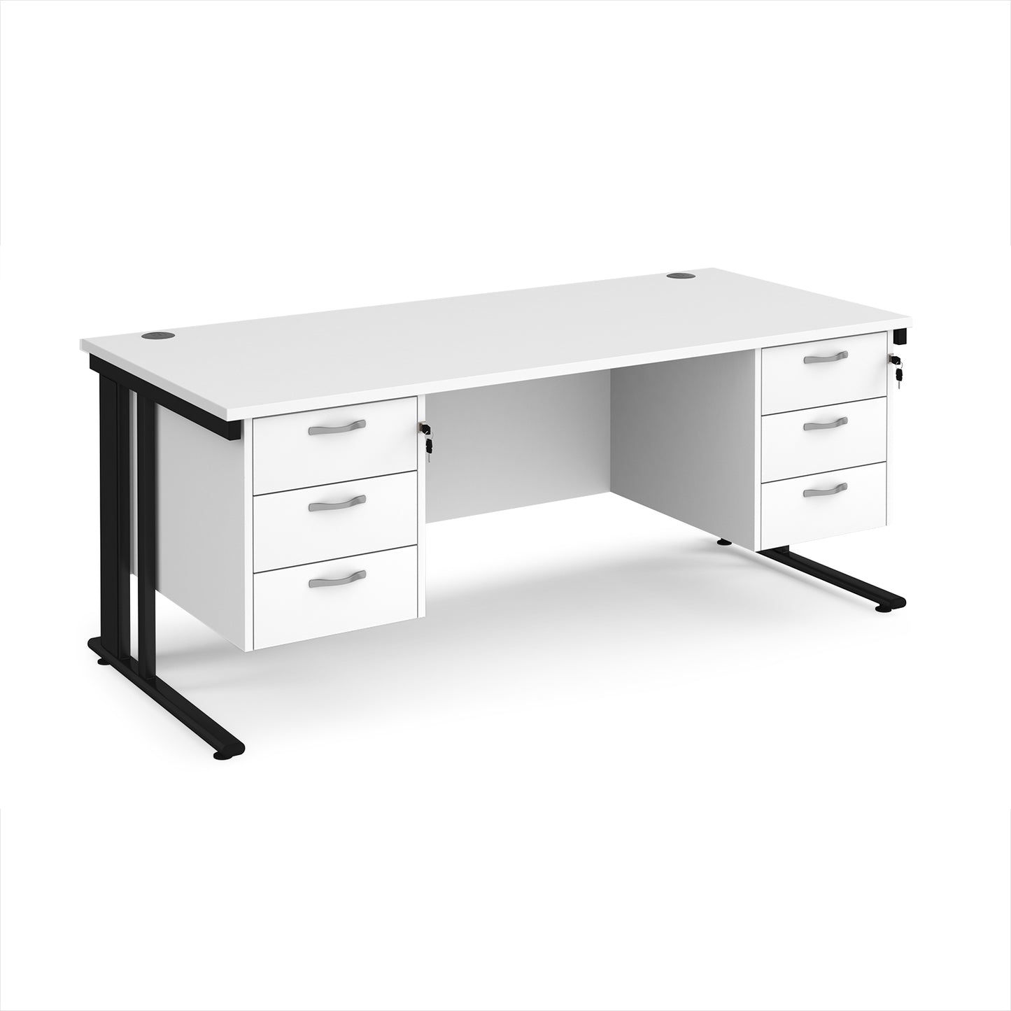 Maestro 25 cable managed 800mm deep desk with 2 x 3 drawer peds - MCM18P33KWH