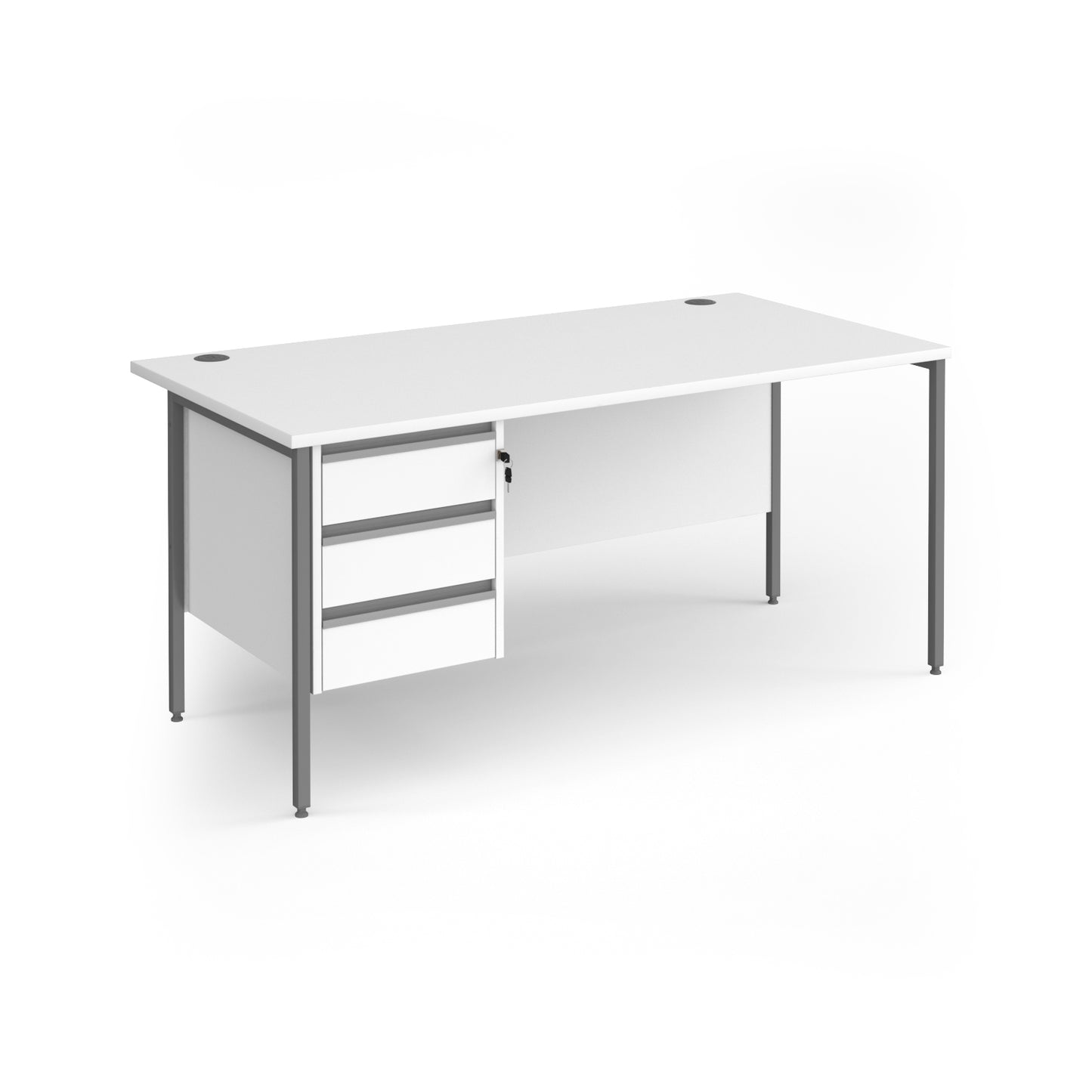Contract 25 H-Frame straight desk with 3 drawer pedestal - CH16S3-G-WH