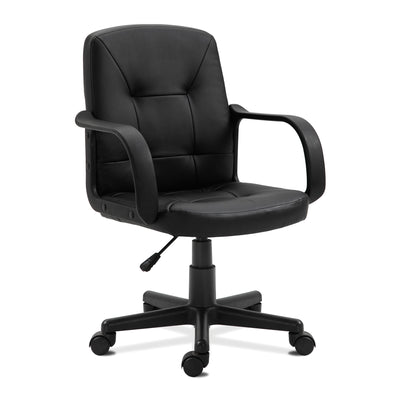 Medium Back Leather Faced Executive Armchair with Decorative Stitching Detail