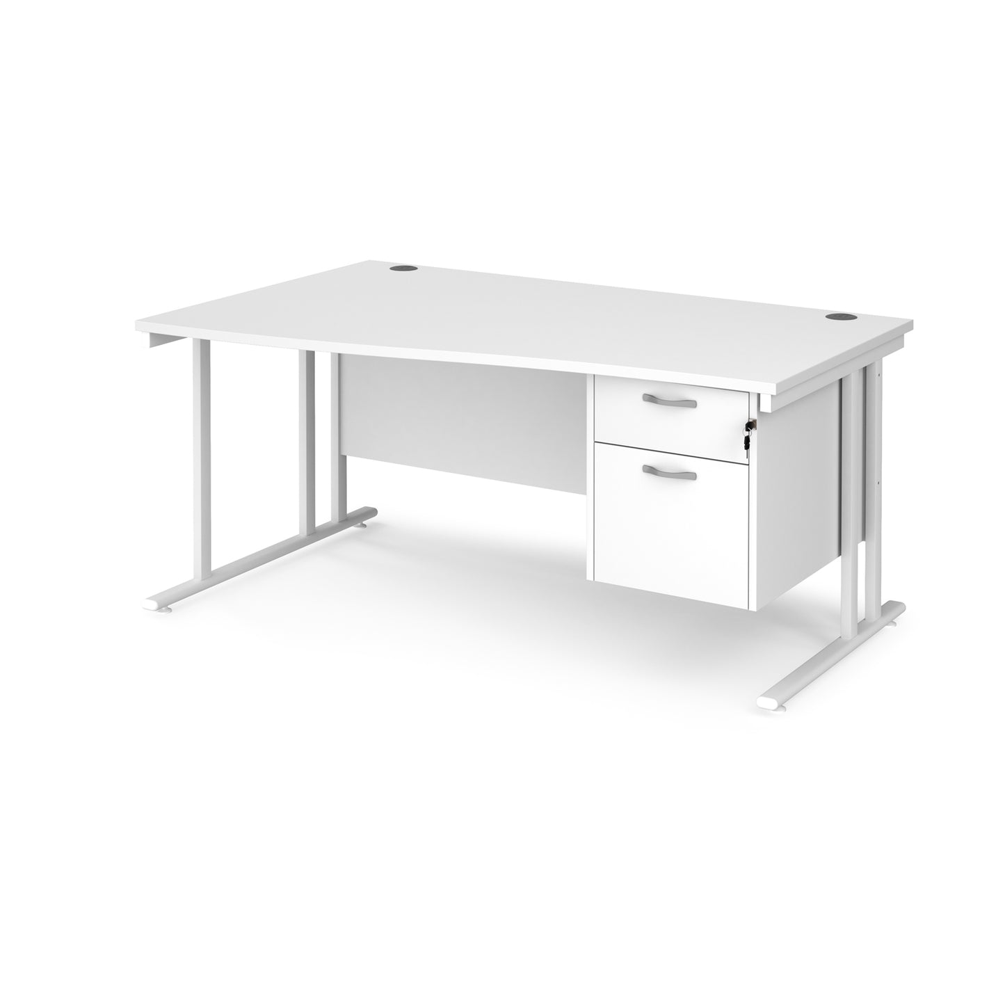 Maestro 25 cantilever left hand wave desk with 2 drawer ped - MC16WLP2WHWH