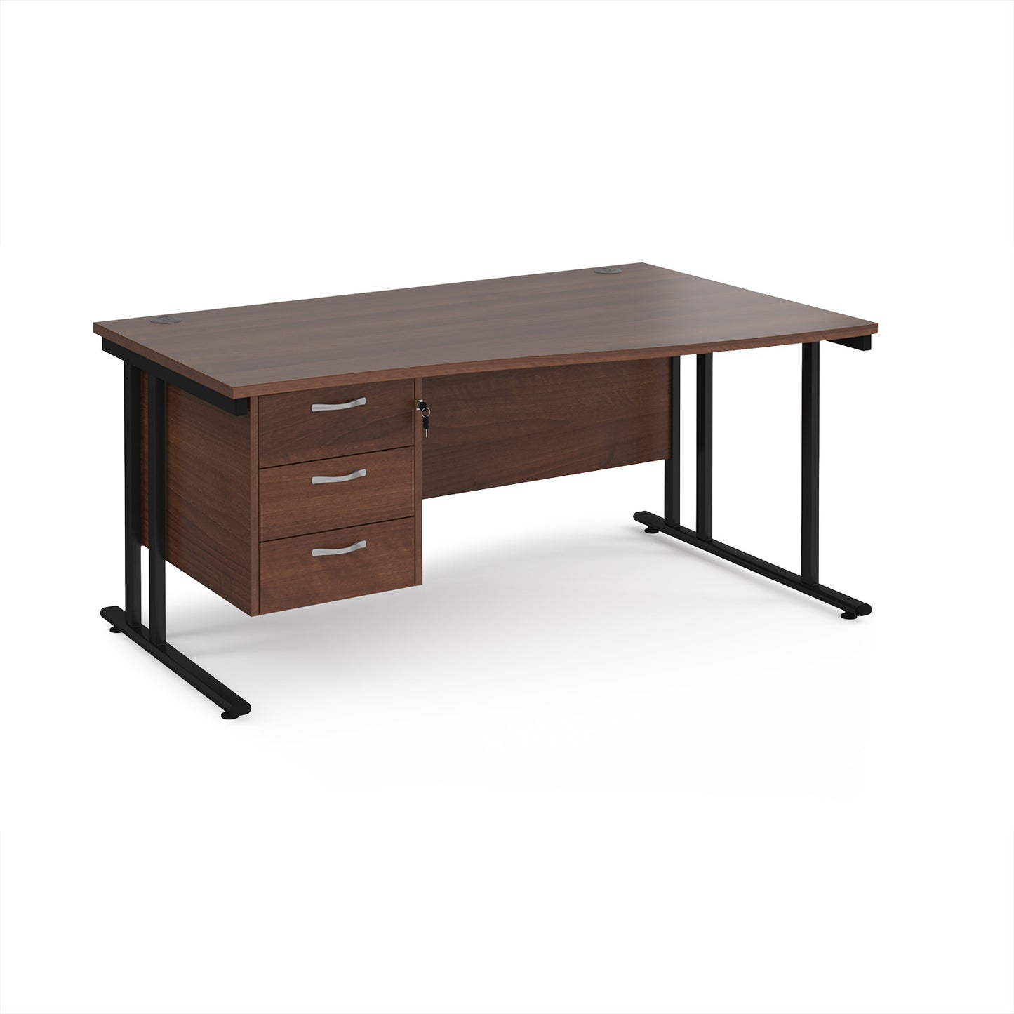 Maestro 25 cantilever right hand wave desk with 3 drawer ped - MC16WRP3KW