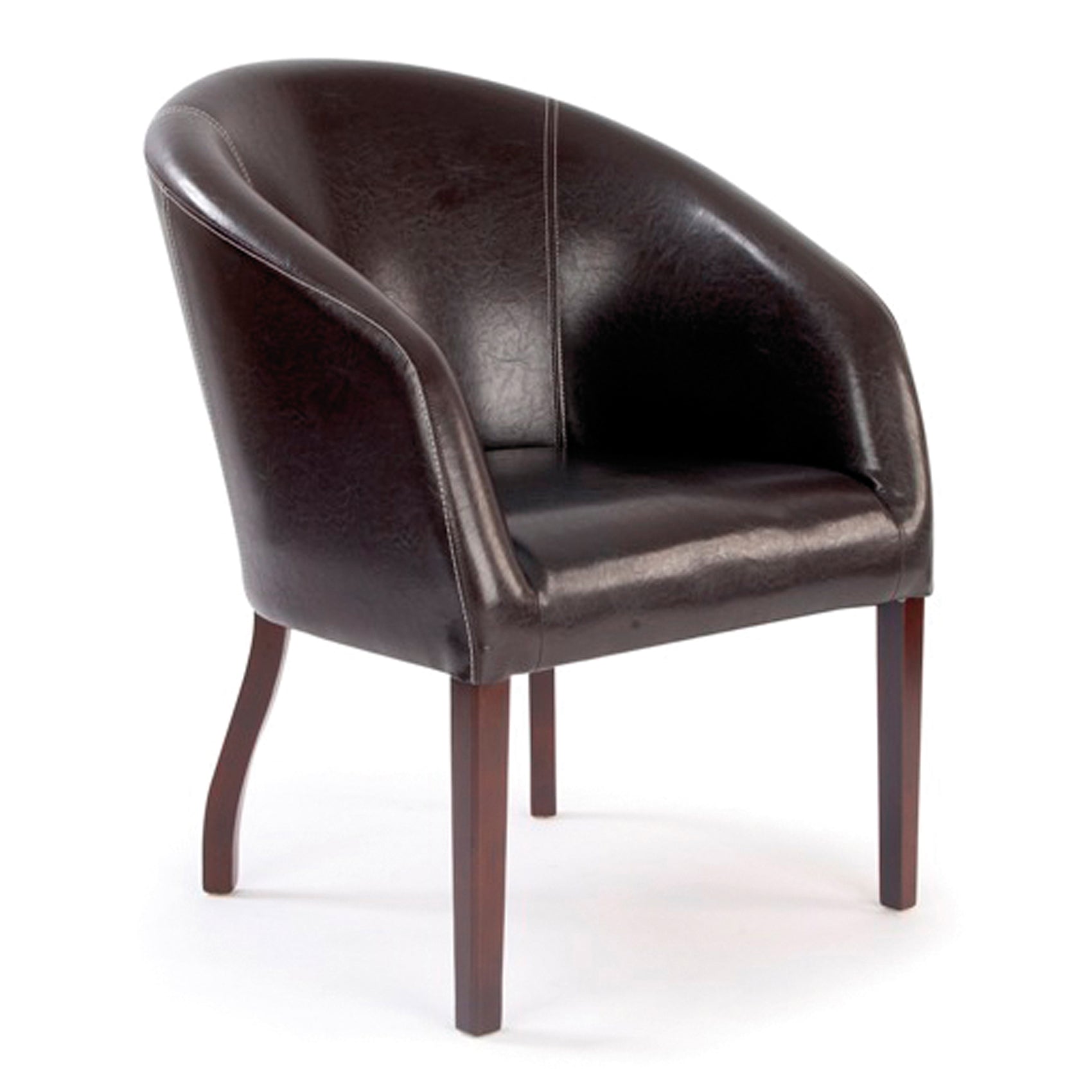 Modern Curved Armchair Upholstered in a Durable Leather Effect Finish