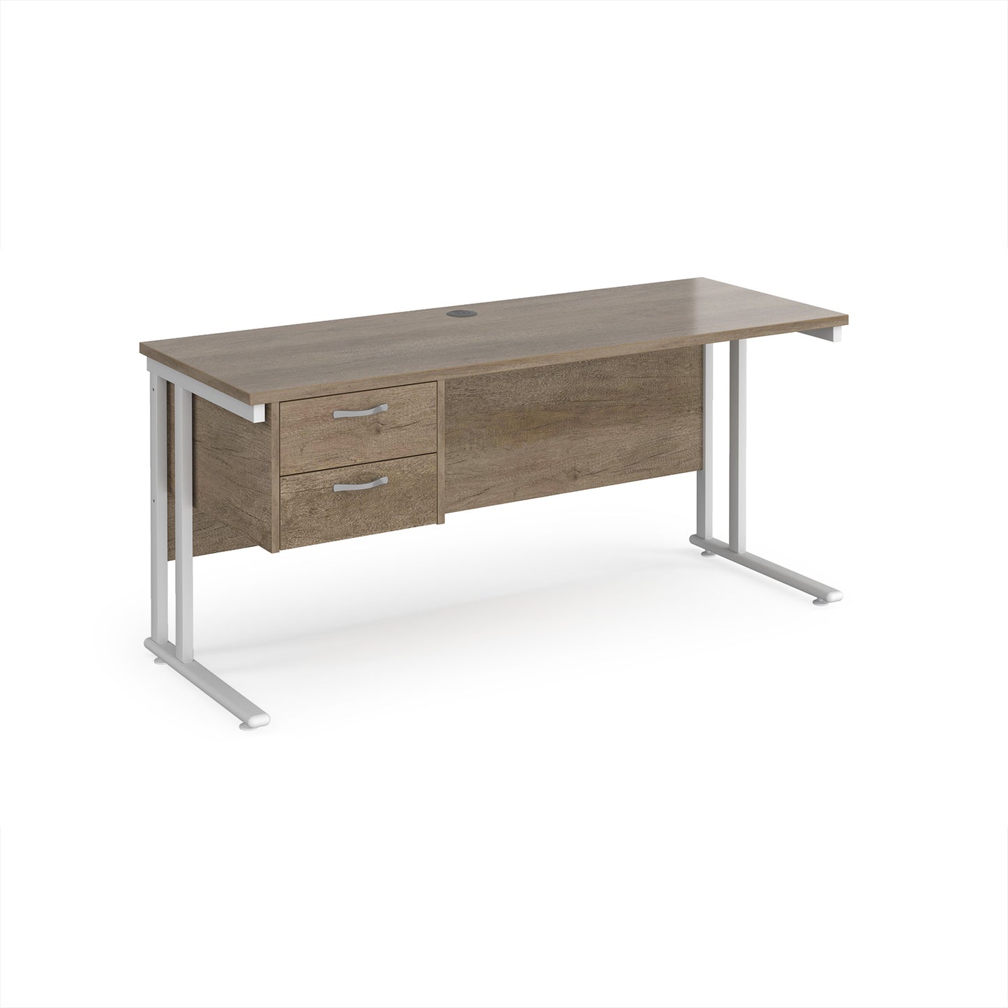 Maestro 25 cantilever 600mm deep desk with 2 drawer ped - MC616P2WHNO