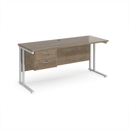 Maestro 25 cantilever 600mm deep desk with 2 drawer ped - MC616P2WHNO