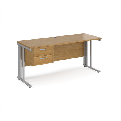 Maestro 25 cable managed 600mm deep desk with 2 drawer ped - MCM616P2SO