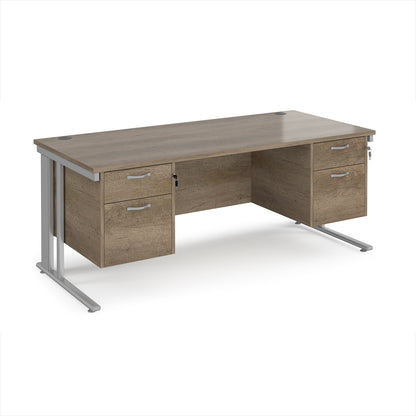 Maestro 25 cable managed 800mm deep desk with 2 x 2 drawer peds - MCM18P22SNO