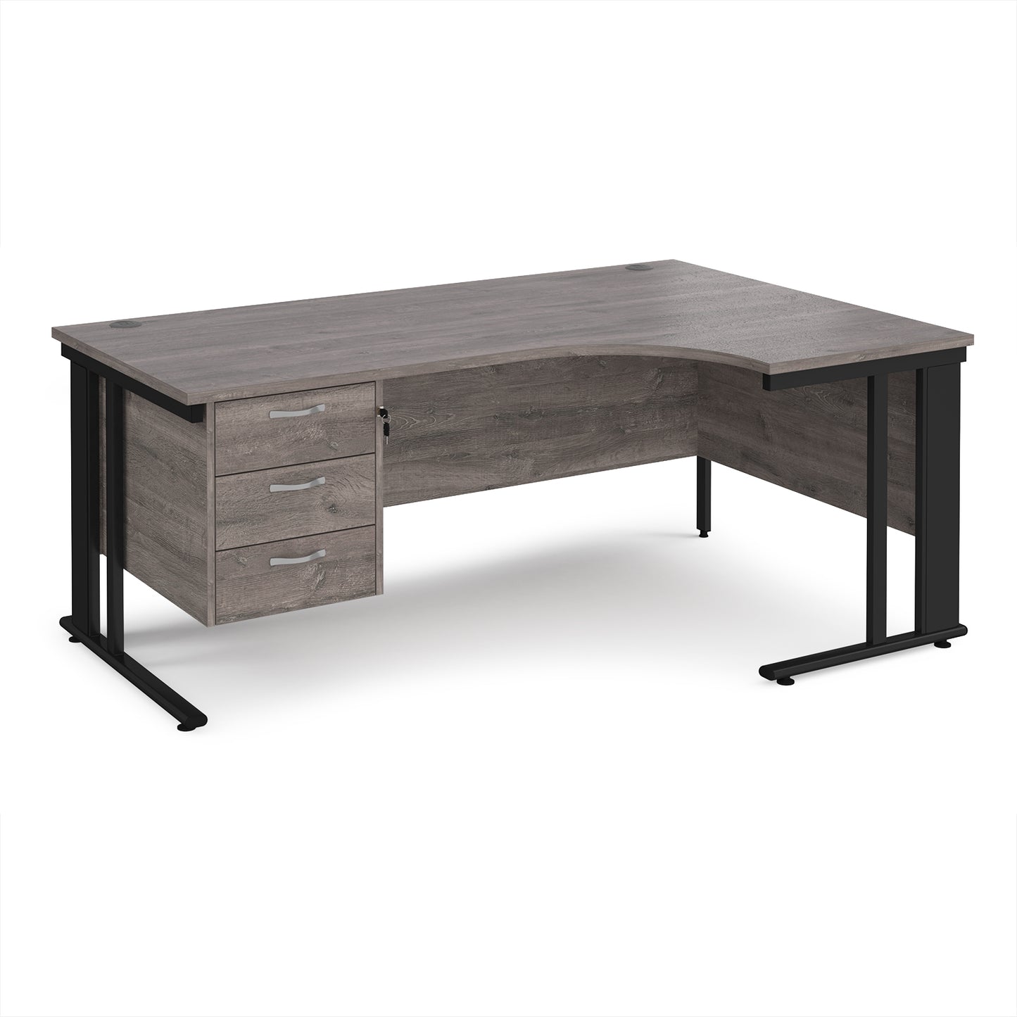 Maestro 25 cable managed right hand ergonomic desk with 3 drawer ped - MCM18ERP3KGO