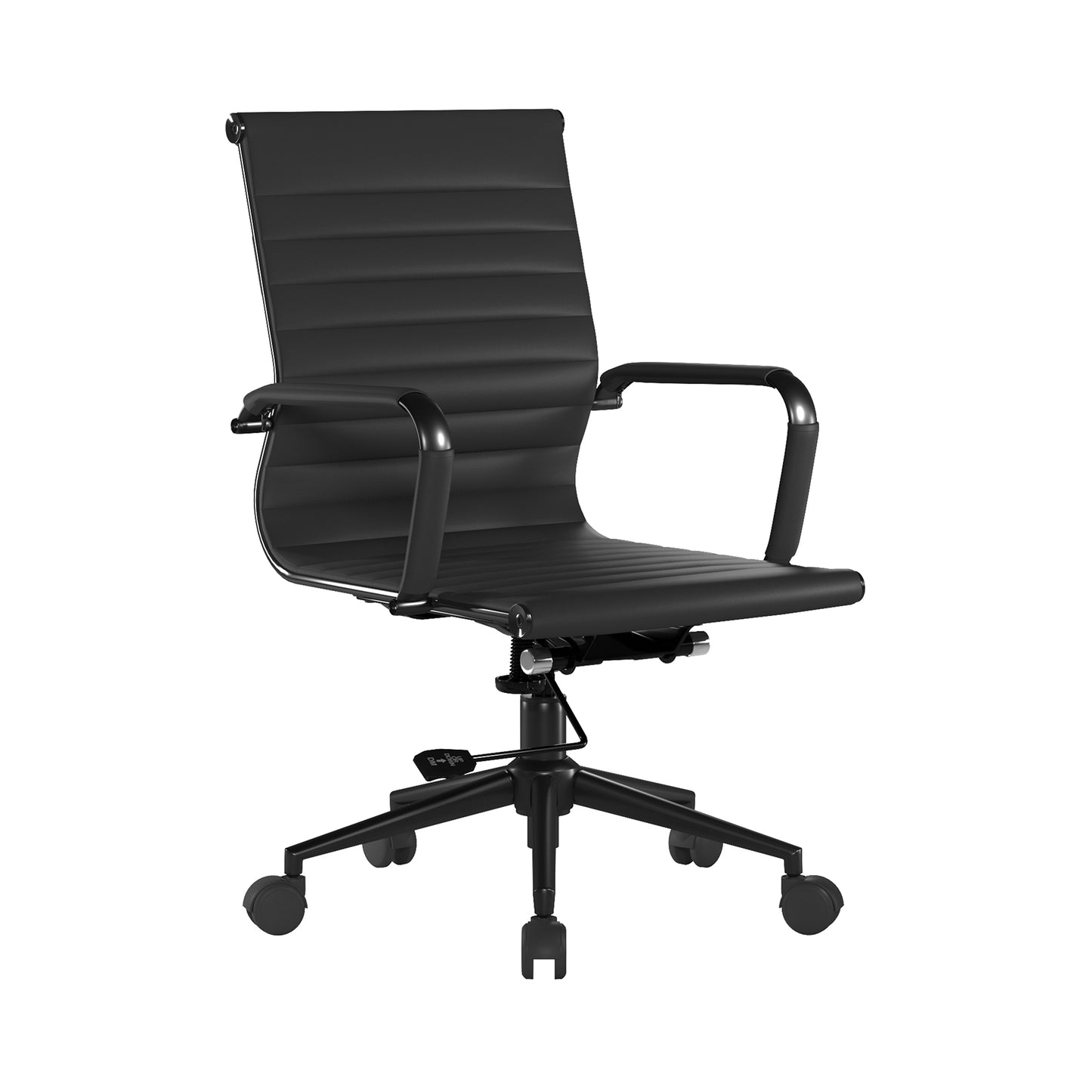 Contemporary Medium Back Bonded Leather Executive Armchair with Chrome Base