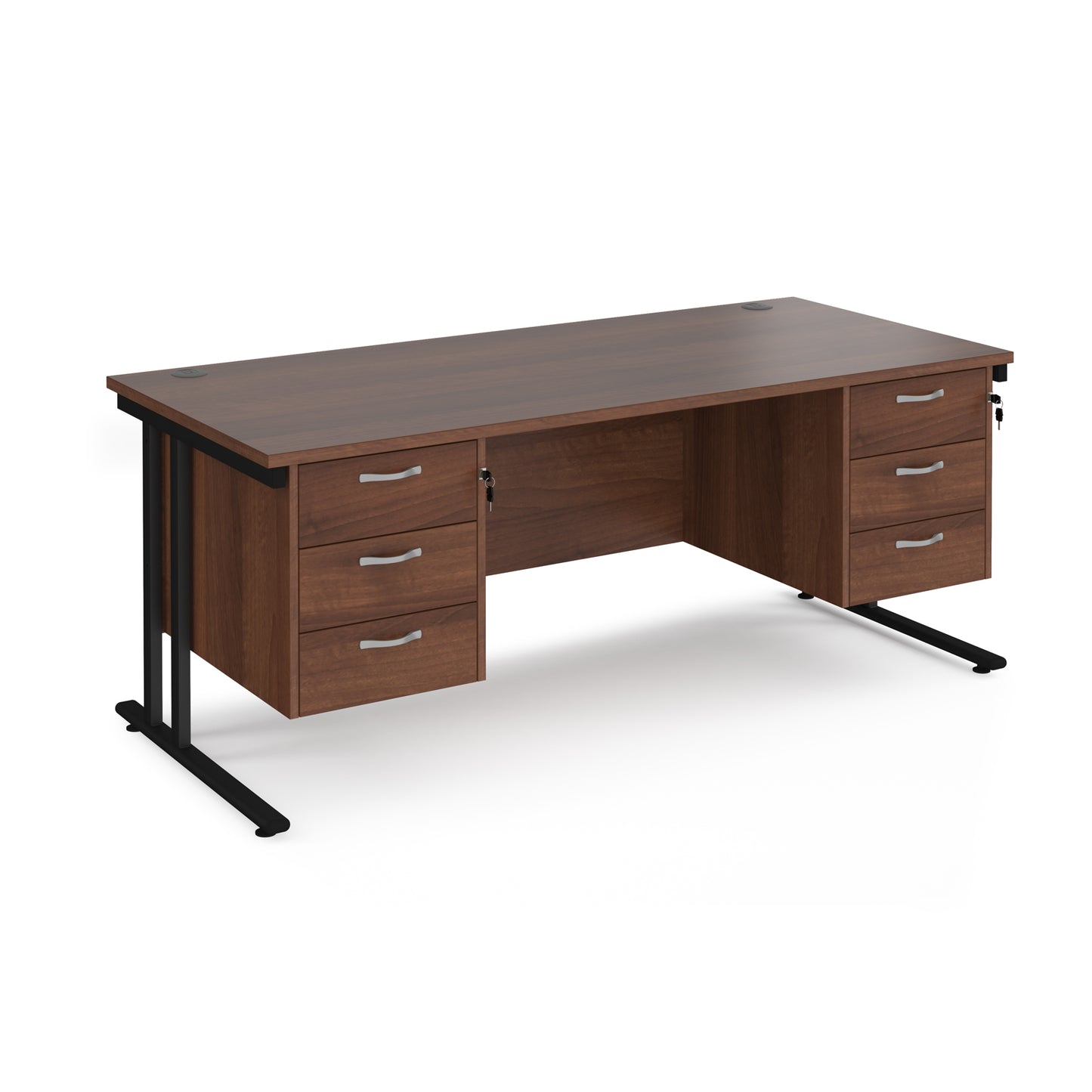 Maestro 25 cantilever 800mm deep desk with 2 x 3 drawer peds - MC18P33KW