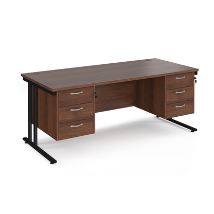 Maestro 25 cantilever 800mm deep desk with 2 x 3 drawer peds - MC18P33KW