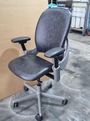 STEELCASE Leap Ergonomic Office Chair In Smokey Grey/black Leather - Can Deliver